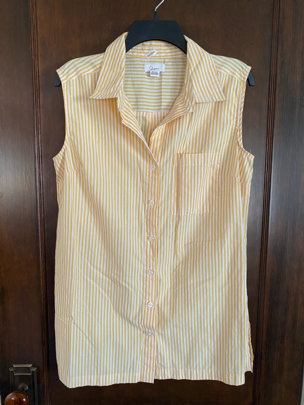 Sleeveless Yellow Stripe Button-Down Shirt
